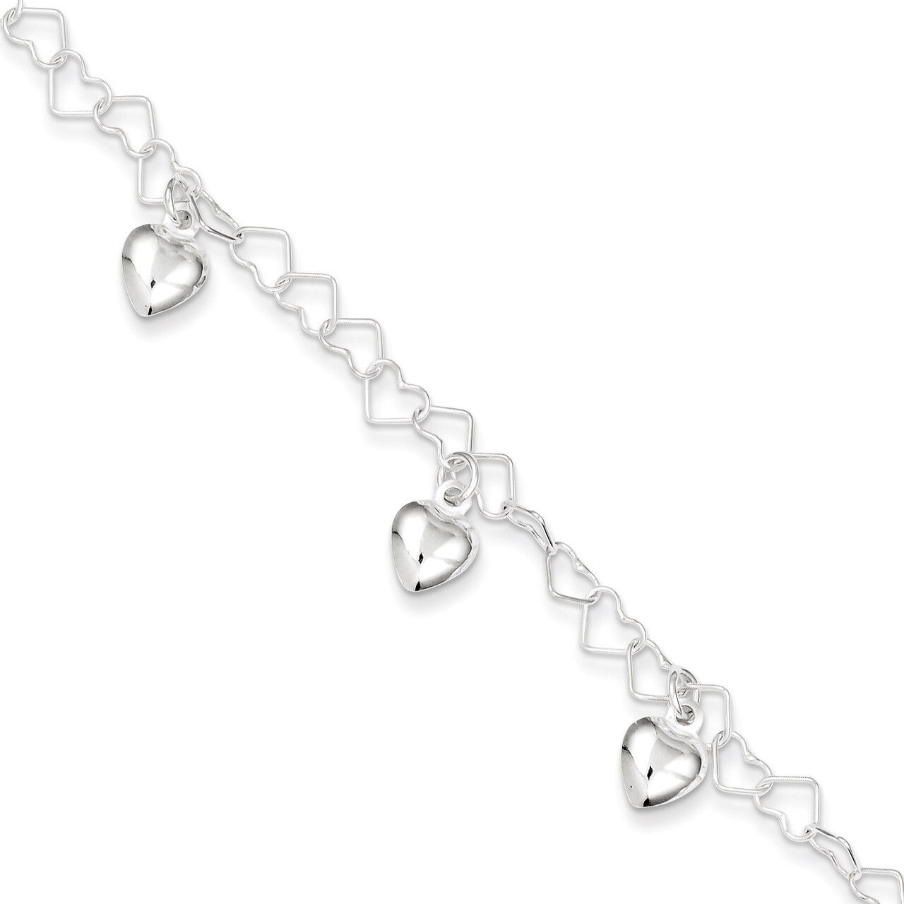 Dangling Heart Bracelet Sterling Silver QG2581-6