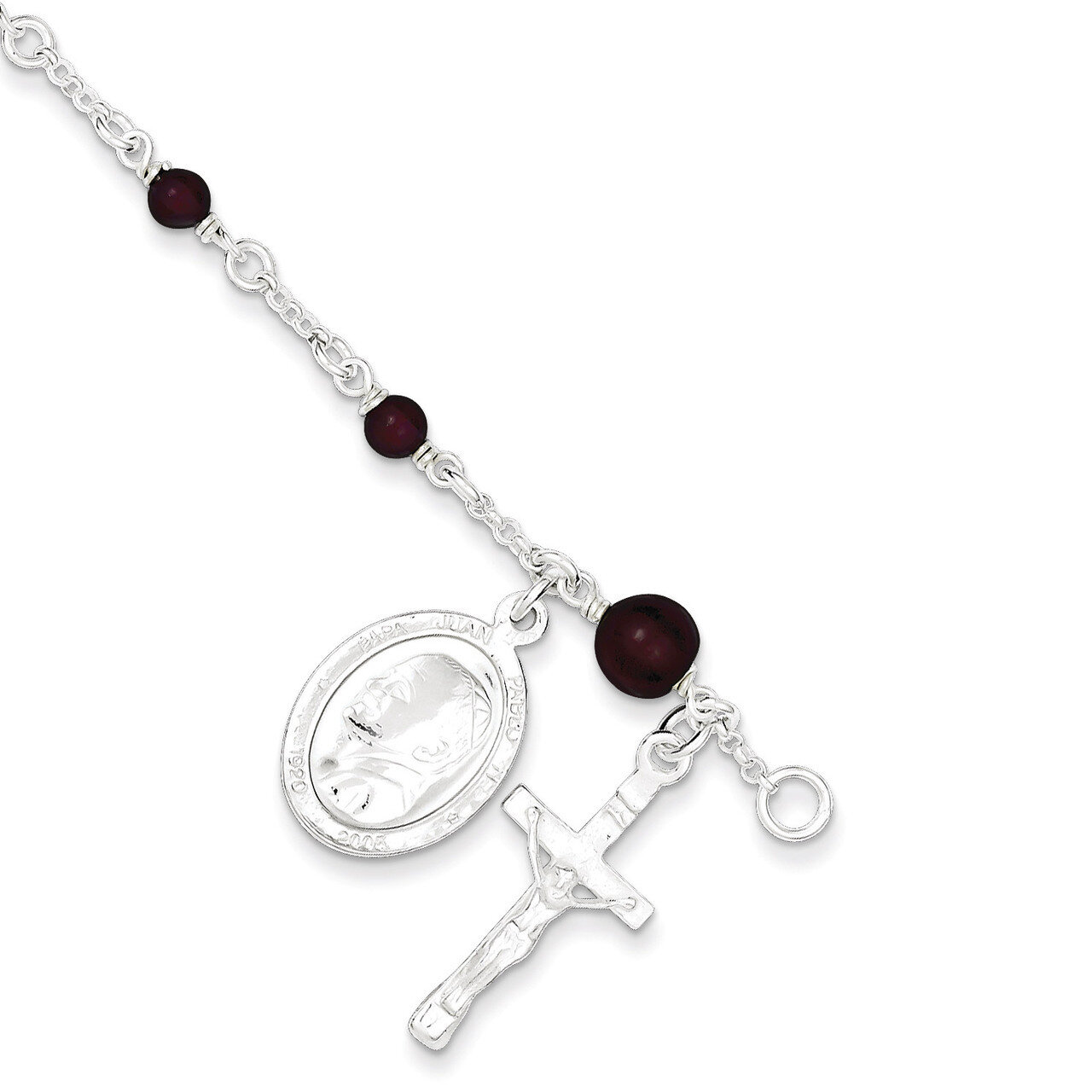 Rhodolite Garnet Polished Children&#39;s Rosary Bracelet Sterling Silver QG2831-6, MPN: QG2831-6, 19110…