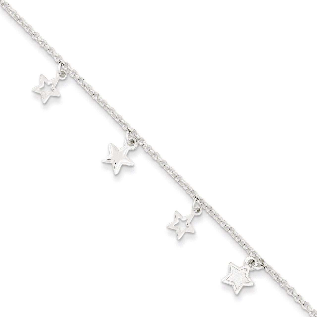 Polished Star Bracelet Sterling Silver QG3196-6, MPN: QG3196-6, 191101293610