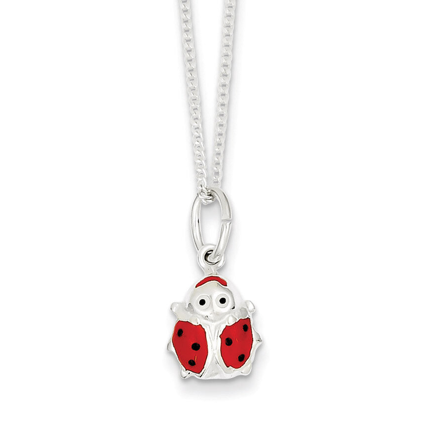 Enameled Ladybug Necklace Sterling Silver QG3376-14