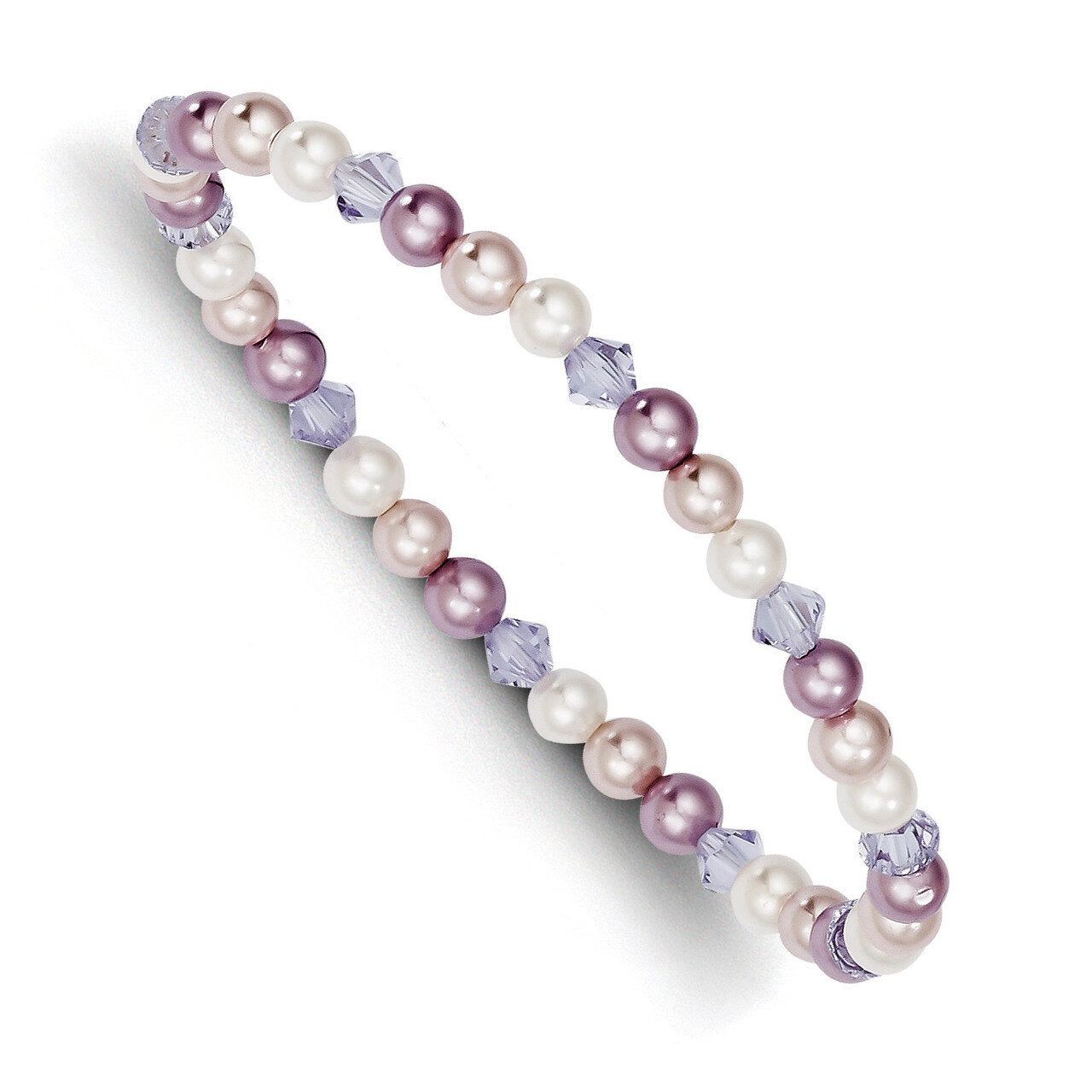 Bead Pink Purple &amp; Swarovski Element Child Stretch Bracelet 4mm Shell QH5053, MPN: QH5053, 88677455…