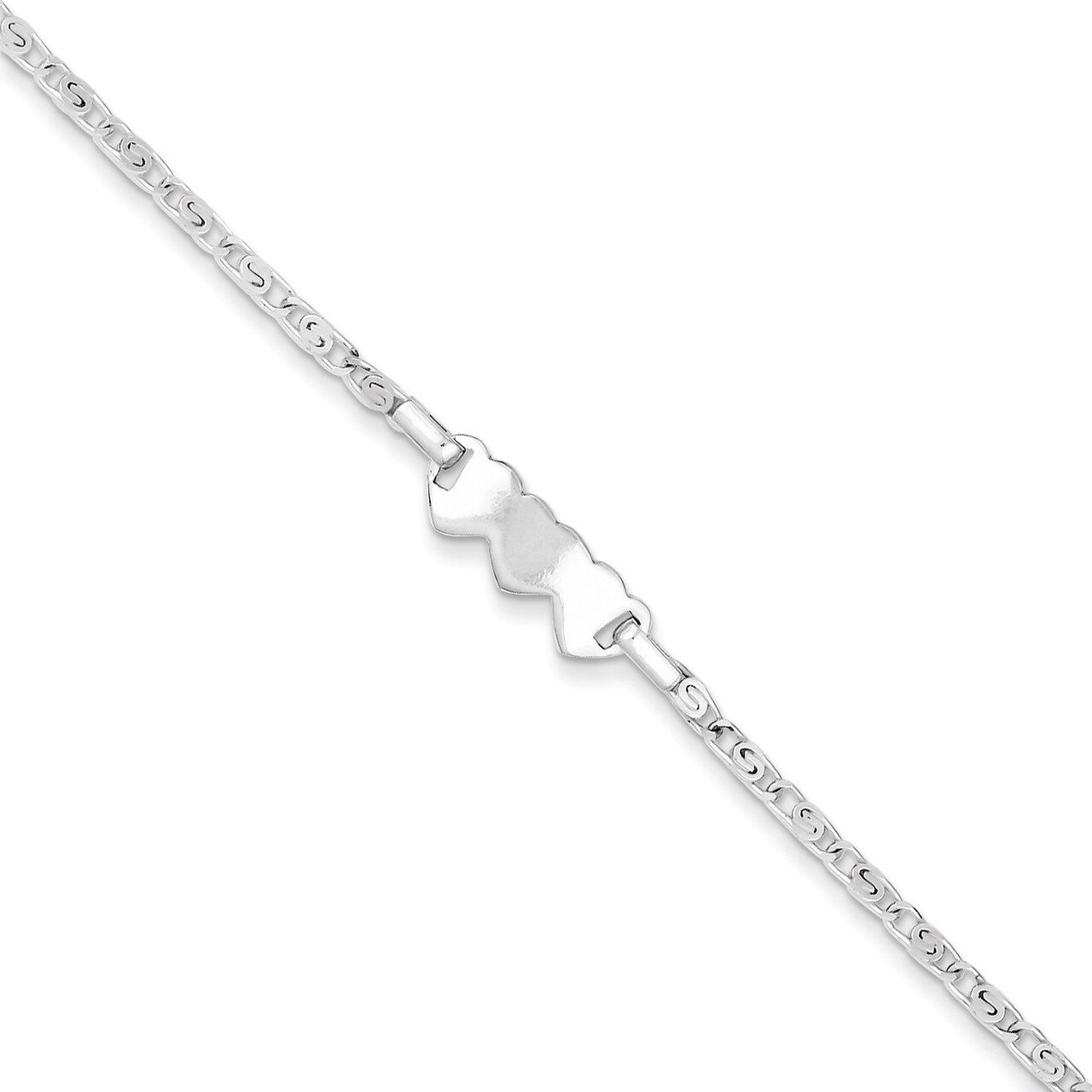 Polished Heart Baby Engravable ID Bracelet Sterling Silver QID170-6, MPN: QID170-6, 886774558394