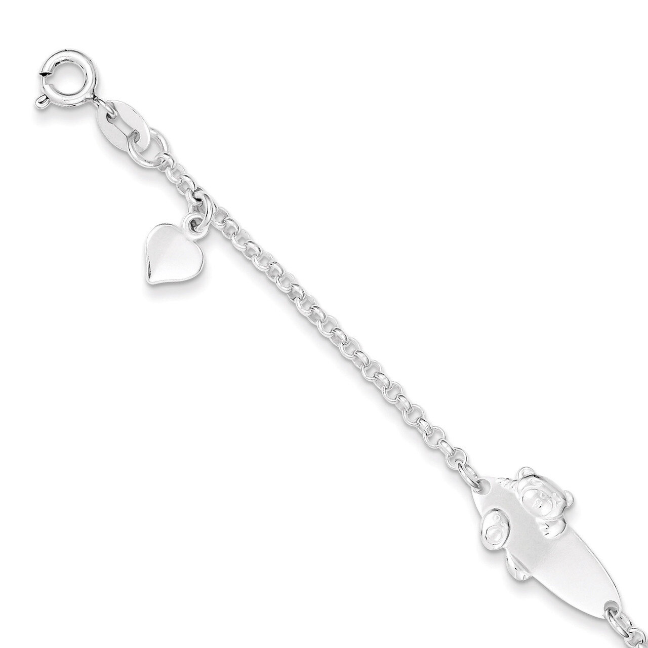 Polished Teddy Bear Baby Engravable ID Bracelet Sterling Silver QID174-6, MPN: QID174-6, 8839575780…