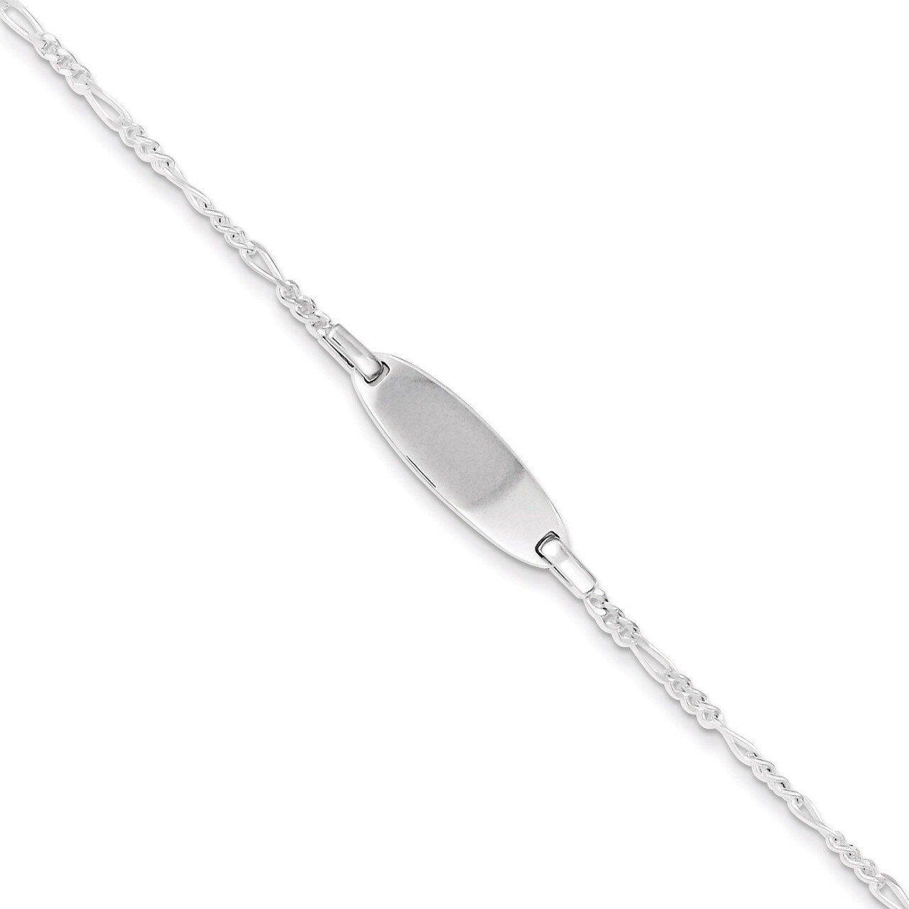 Engravable Childrens ID on Figaro Link Bracelet Sterling Silver QID65-6