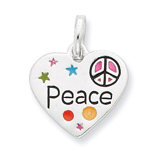 Enamel Heart Peace Charm Sterling Silver QP1825, MPN: QP1825, 886774558110