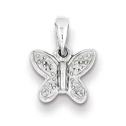 Diamond Butterfly Pendant Sterling Silver Rhodium Plated QP3539, MPN: QP3539, 883957605623