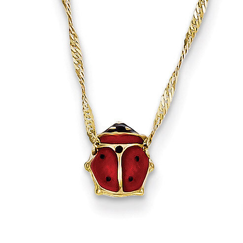 Enameled Ladybug Necklace 14k Gold XCH213