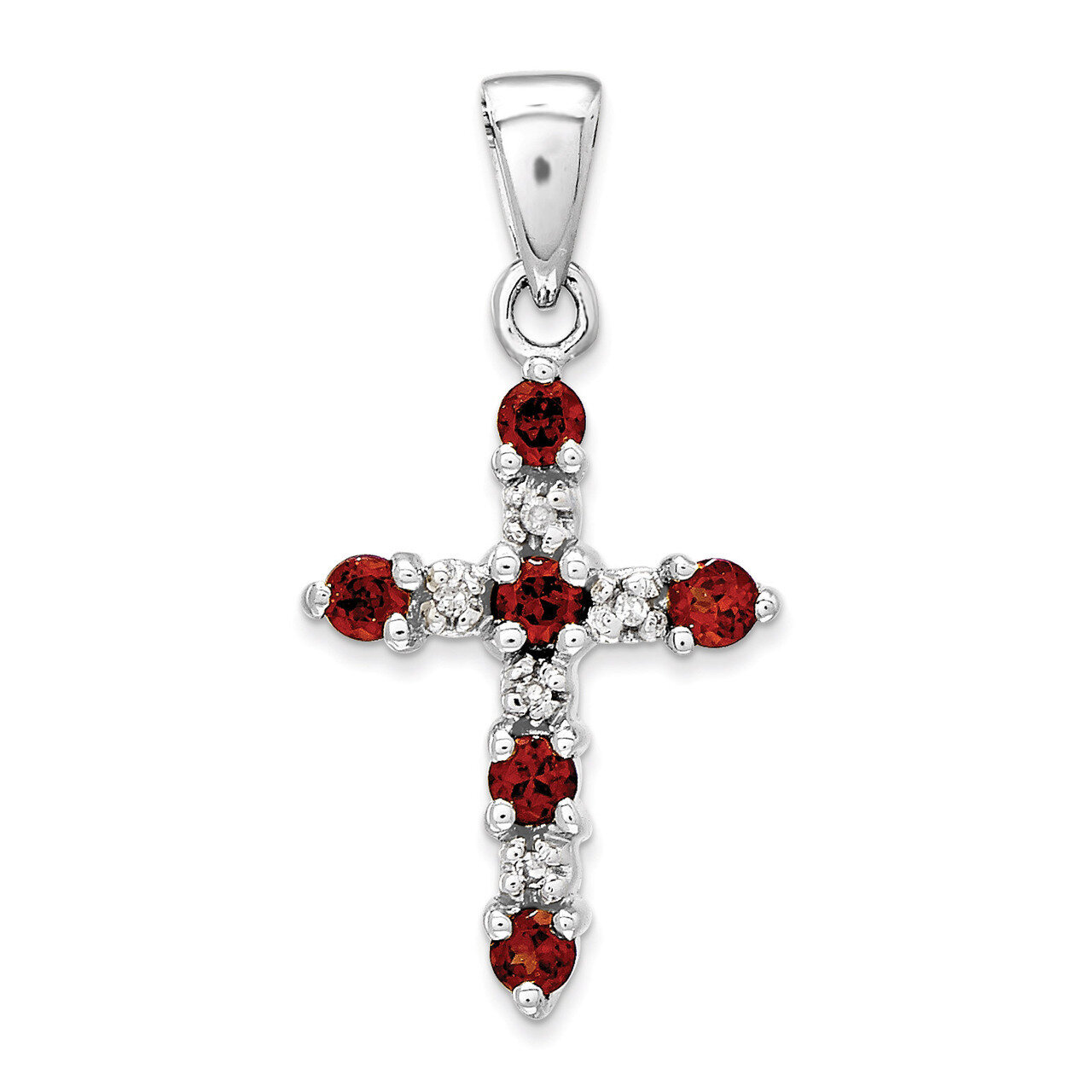 Garnet &amp; Diamond Cross Pendant 14k White Gold XP3383GA/A, MPN: XP3383GA/A, 886774130798