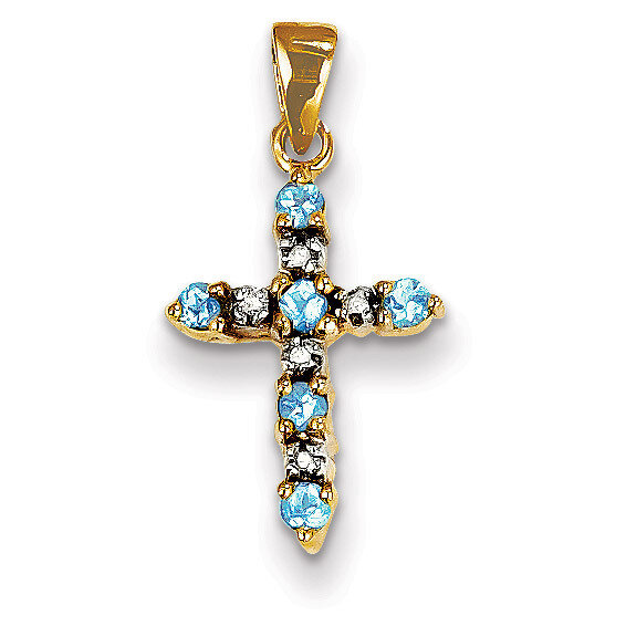 Blue Topaz &amp; Diamond Cross Pendant 14k Gold XP3386BT/A, MPN: XP3386BT/A, 886774130828