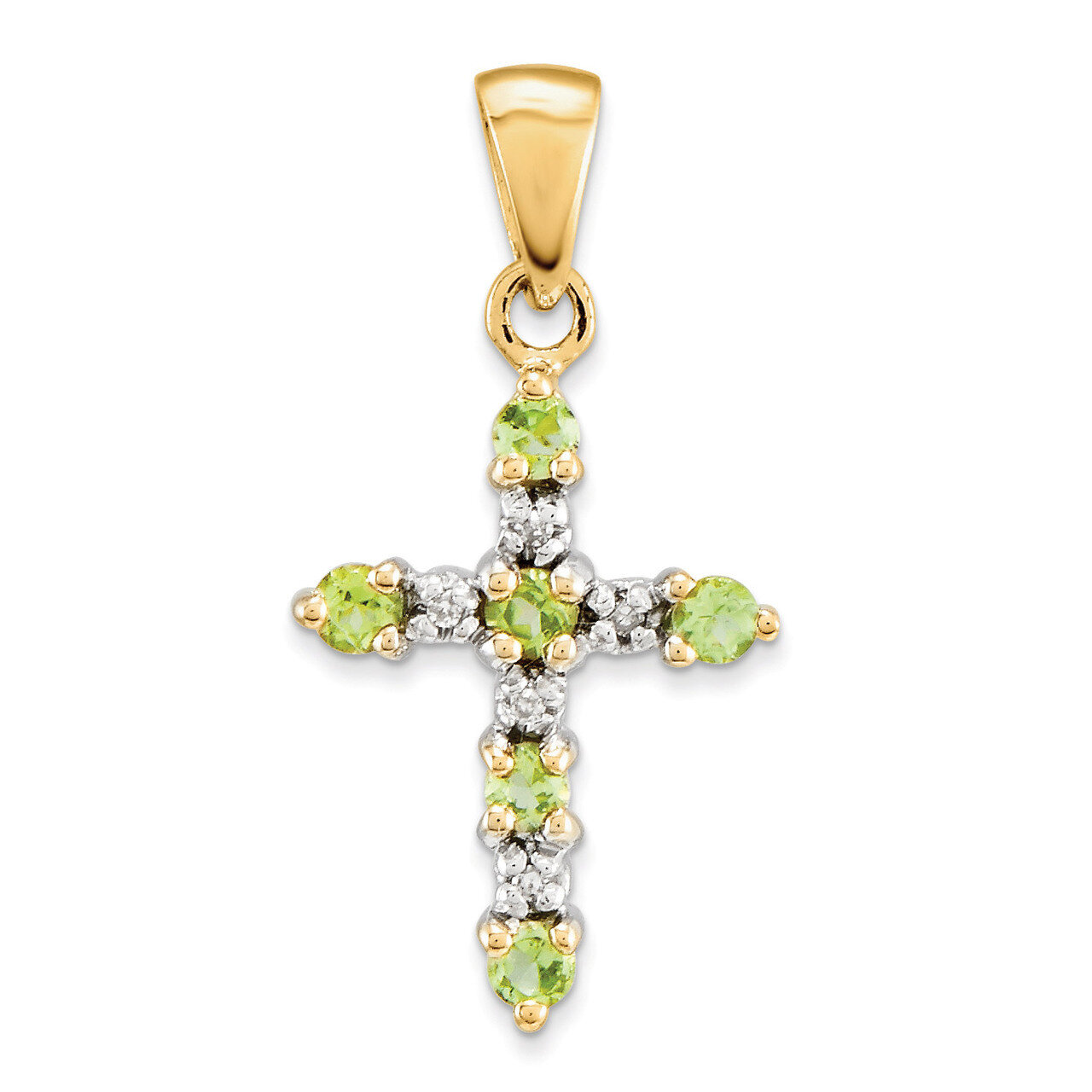 Peridot &amp; Diamond Cross Pendant 14k Gold XP3387PE/A, MPN: XP3387PE/A, 886774130835