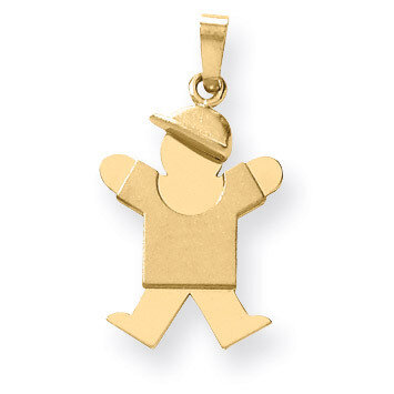 Boy with Hat on Right Charm 14k Gold Solid Engravable XK205