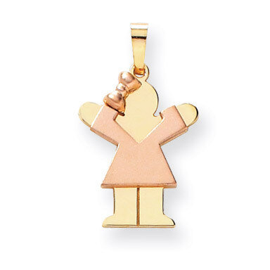 Girl with Bow on Left Engravable Charm 14k Two-tone Gold Small XK217