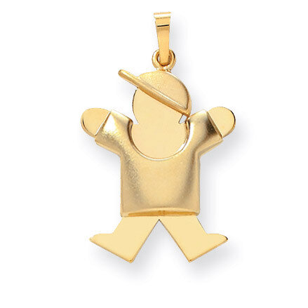 Puffed Boy with Hat on Right Engravable Charm 14k Gold XK231, MPN: XK231, 883957415420