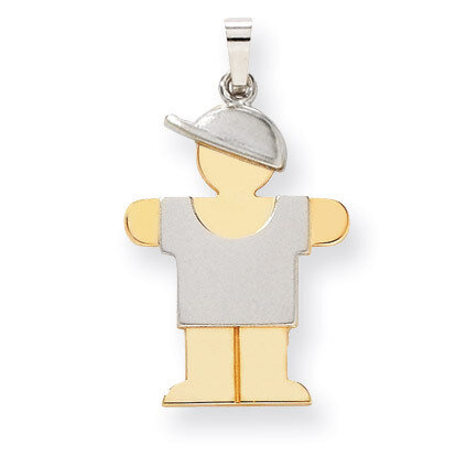 Boy with Hat on Right Engravable Charm 14k Two-tone Gold Large XK239