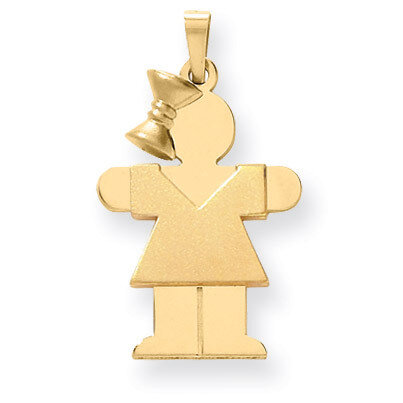 Girl with Bow on Left Charm 14k Gold Solid Engravable XK244, MPN: XK244, 883957415475