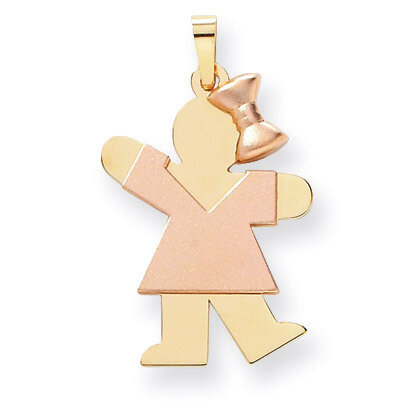 Girl with Bow on Right Engravable Charm 14k Two-tone Gold Large XK246, MPN: XK246, 883957415482
