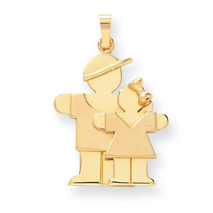 Big Boy & Little Girl Engravable Charm 14k Gold XK292