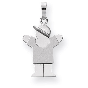 Small Boy with Hat on Right Engravable Charm 14k White Gold XK301, MPN: XK301, 883957415567