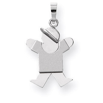 Small Boy with Hat on Right Engravable Charm 14k White Gold XK303, MPN: XK303, 883957378121