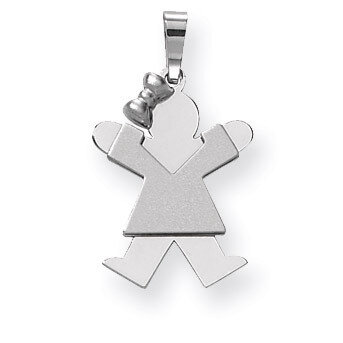 Small Girl with Bow on Left Engravable Charm 14k White Gold XK305, MPN: XK305, 883957446547