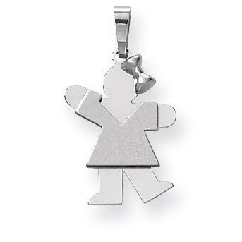 Small Girl with Bow on Right Engravable Charm 14k White Gold XK307, MPN: XK307, 883957378138