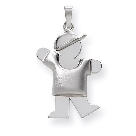 Puffed Boy with Hat on Left Engravable Charm 14k White Gold XK310, MPN: XK310, 883957446561