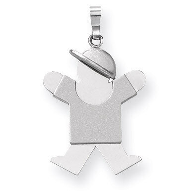 Medium Boy with Hat on Right Engravable Charm 14k White Gold XK317