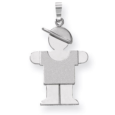 Medium Boy with Hat on Right Engravable Charm 14k White Gold XK318, MPN: XK318, 883957859378