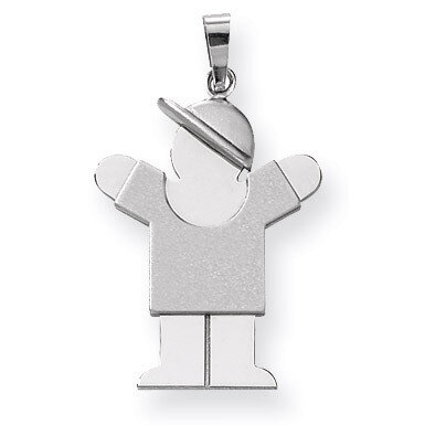 Medium Boy with Hat on Right Engravable Charm 14k White Gold XK323, MPN: XK323, 883957859385