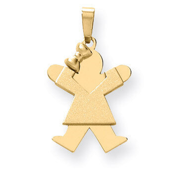 Girl with Bow on Left Charm 14k Gold Solid Engravable XK374