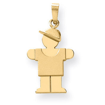 Boy with Hat on Right Charm 14k Gold Solid Engravable XK377