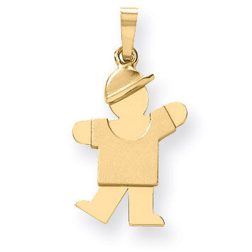 Boy with Hat on Left Charm 14k Gold Solid Engravable XK378