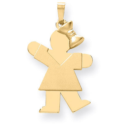 Girl with Bow on Right Charm 14k Gold Solid Engravable XK381, MPN: XK381, 883957485188