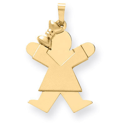 Girl with Bow on Left Charm 14k Gold Solid Engravable XK382, MPN: XK382, 883957446578