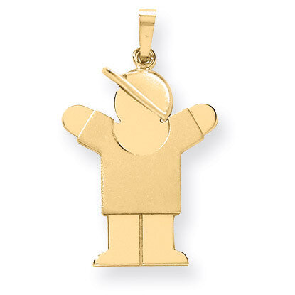 Boy with Hat on Right Charm 14k Gold Solid Engravable XK388