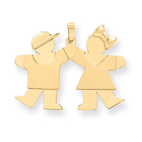 Boy on Left &amp; Girl on Right Charm 14k Gold Solid Engravable XK390, MPN: XK390, 883957859460