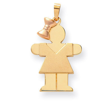 Girl with Bow on Left Engravable Charm 14k Two-tone Gold Large XK400