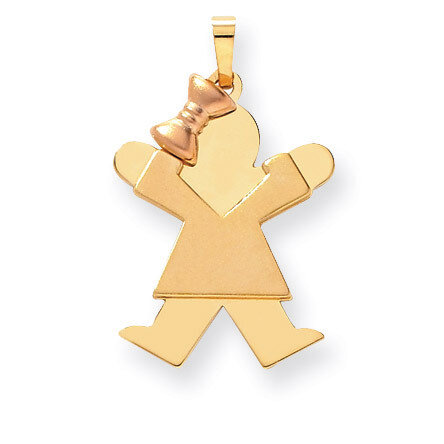 Girl with Bow on Left Engravable Charm 14k Two-tone Gold Large XK401, MPN: XK401, 883957378237