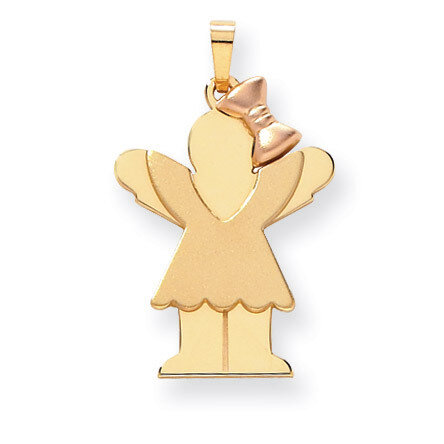 Girl with Bow on Right Engravable Charm 14k Two-tone Gold Large XK402, MPN: XK402, 883957470870