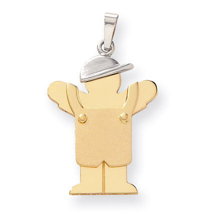 Boy with Hat on Left Engravable Charm 14k Two-tone Gold Large XK406
