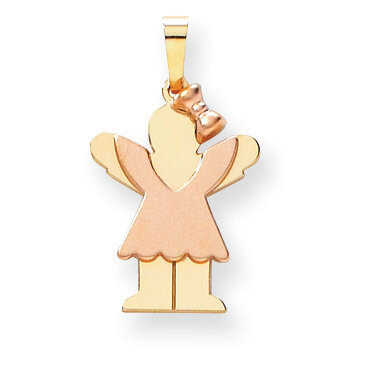 Girl with Bow on Right Engravable Charm 14k Two-tone Gold Small XK409, MPN: XK409, 883957415673