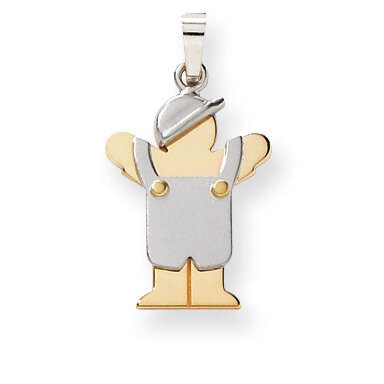 Boy with Hat on Left Engravable Charm 14k Two-tone Gold Small XK413