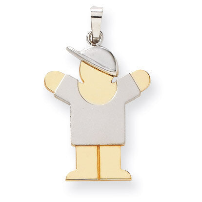 Boy with Hat on Right Engravable Charm 14k Two-tone Gold Large XK417, MPN: XK417, 883957378282