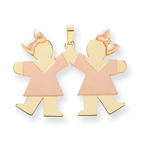 Double Girls Engravable Charm 14k Two-tone Gold Large XK422, MPN: XK422, 883957415680