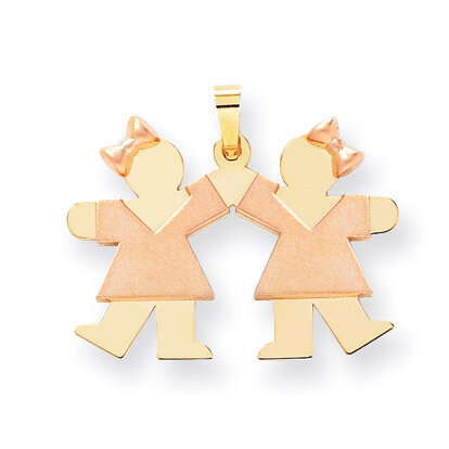 Double Girls Engravable Charm 14k Two-tone Gold Small XK423, MPN: XK423, 883957446653