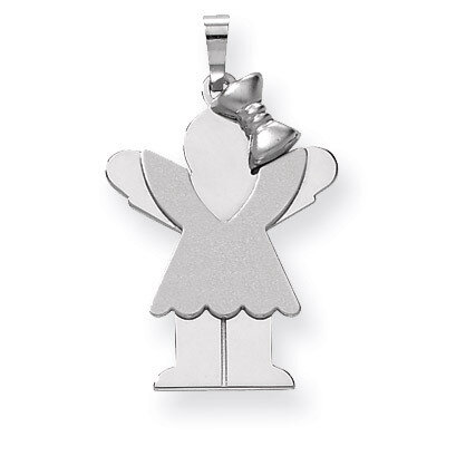 Medium Girl with Bow on Right Engravable Charm 14k White Gold XK427, MPN: XK427, 883957378305