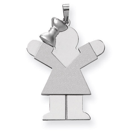 Large Girl with Bow on Left Engravable Charm 14k White Gold XK429, MPN: XK429, 883957415697