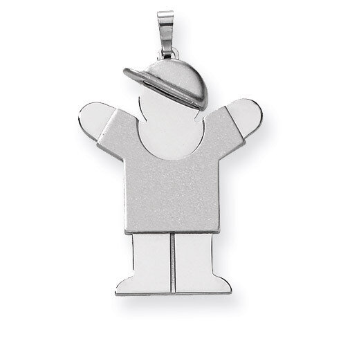 Large Boy with Hat on Right Engravable Charm 14k White Gold XK430, MPN: XK430, 883957378312