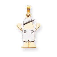 Boy with Hat on Left Charm Mounting 14k Two-tone Gold Small XK506