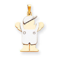 Boy with Hat on Left Charm Mounting 14k Two-tone Gold Large XK516